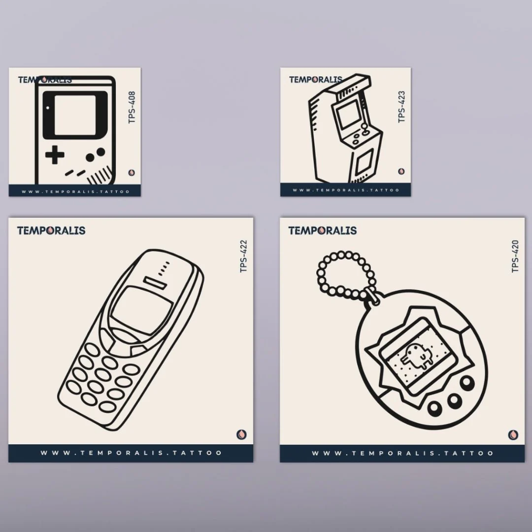Retro Gaming - Tattoo Kit (4 tattoos)