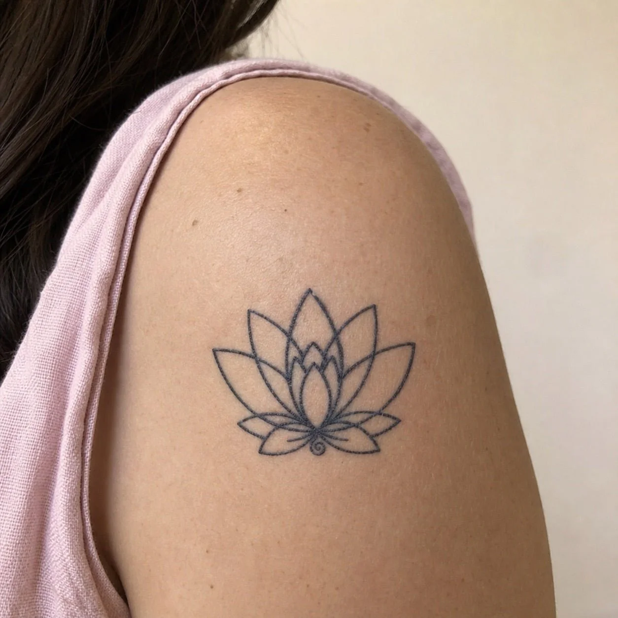 Fine line lotus flower temporary tattoo