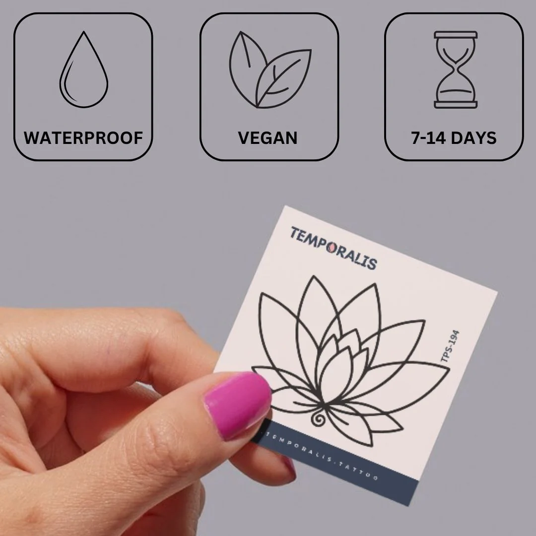 Fine line lotus flower temporary tattoo - Image 3