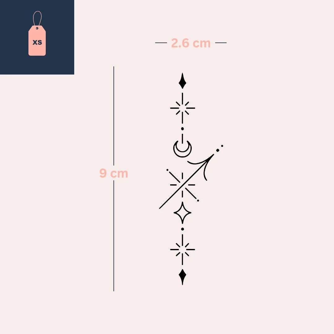 Celestial Sagittarius zodiac temporary tattoo - Image 4