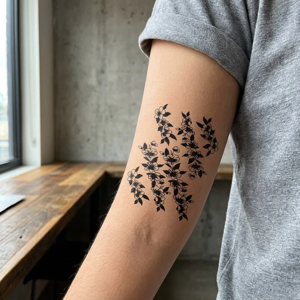 Scattered Blossom Cluster Tattoo