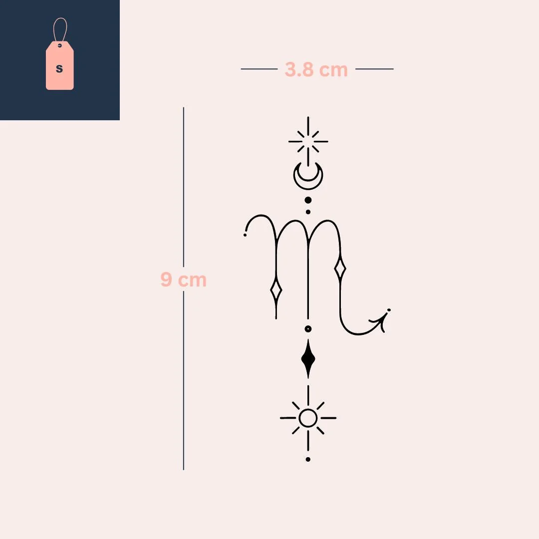 Celestial Scorpio zodiac temporary tattoo - Image 4