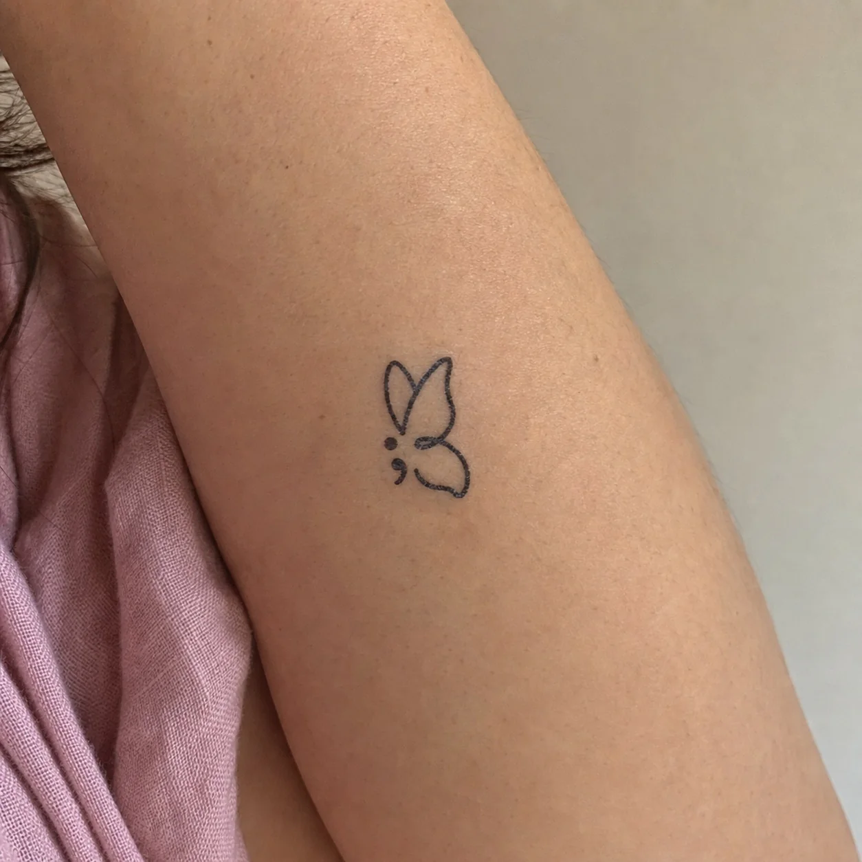 Semicolon butterfly temporary tattoo