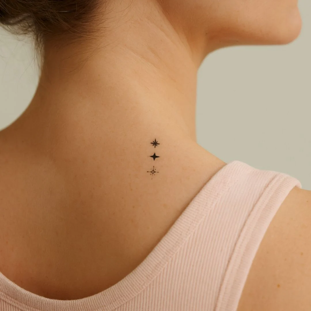 Three stacked stars temporary tattoo