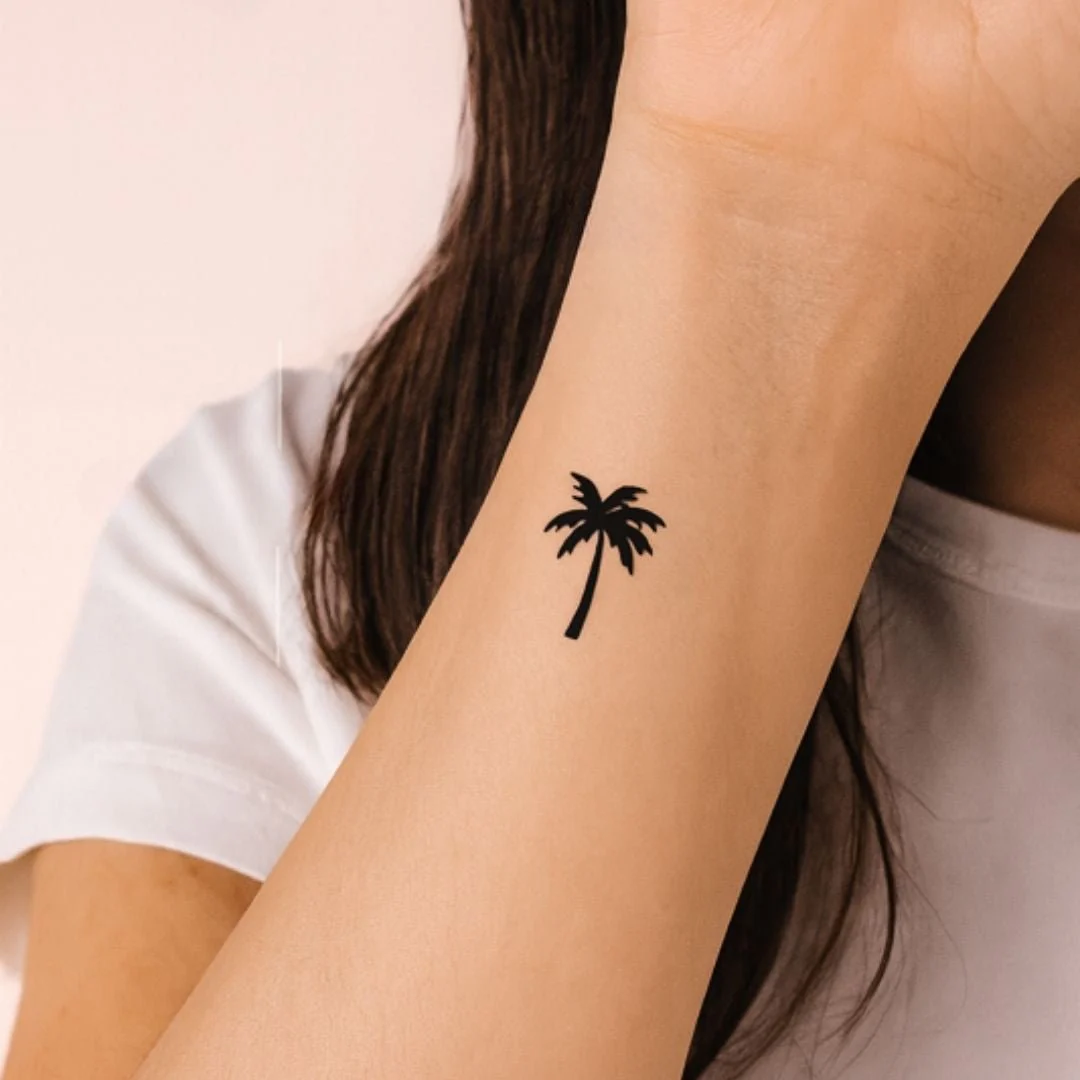 Palm tree silhouette temporary tattoo