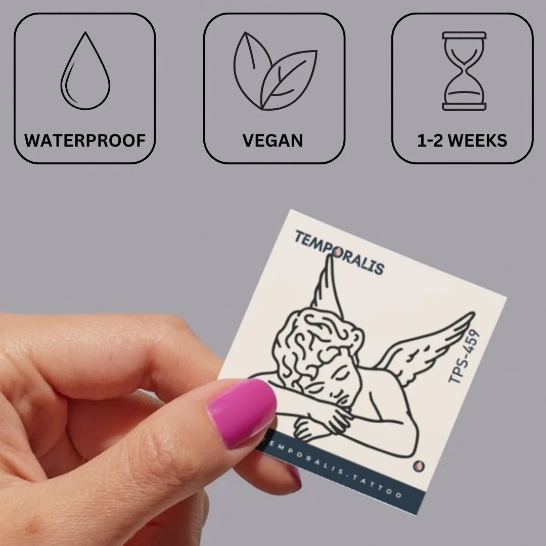 Sleeping angel fine line temporary tattoo - Image 3