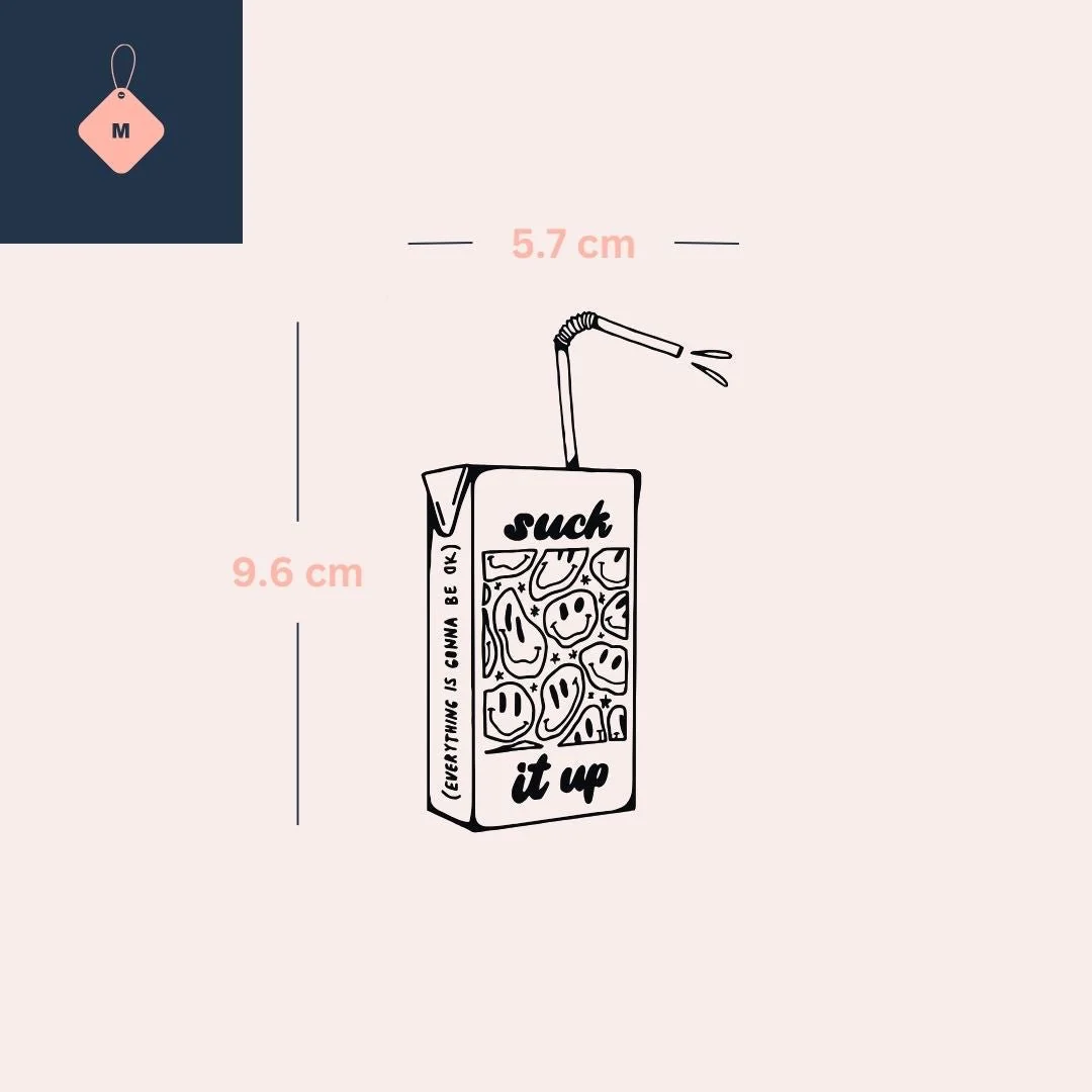 Smiley juice box temporary tattoo – 'suck it up' - Image 4