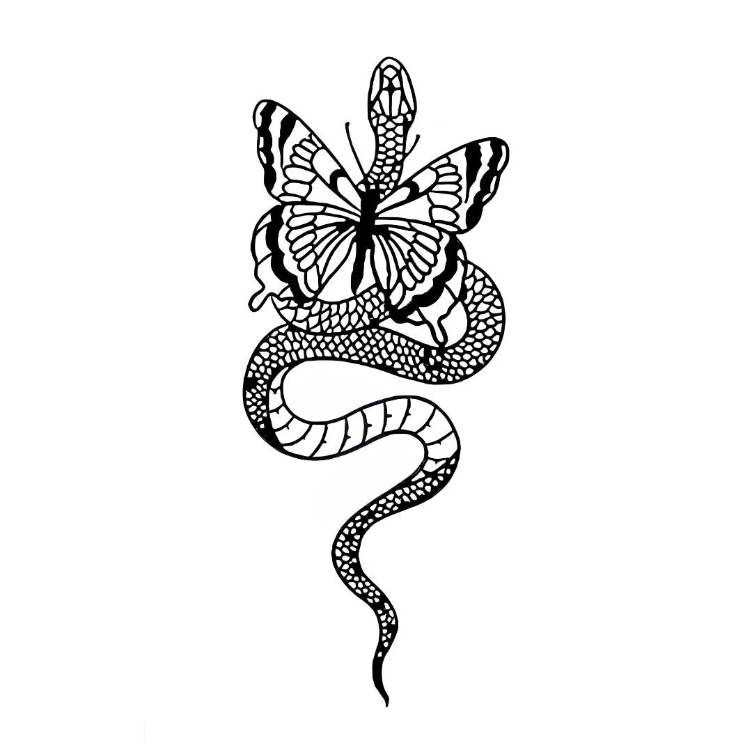 Snake and Butterfly Tattoo - Image 2
