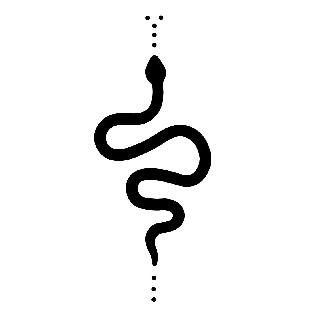 Minimalist snake line art temporary tattoo with dots - Image 2