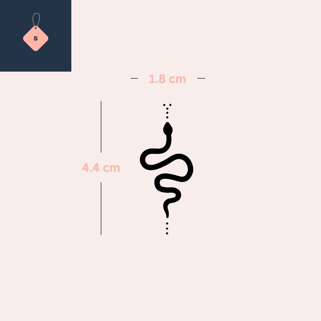 Minimalist snake line art temporary tattoo with dots - Image 4
