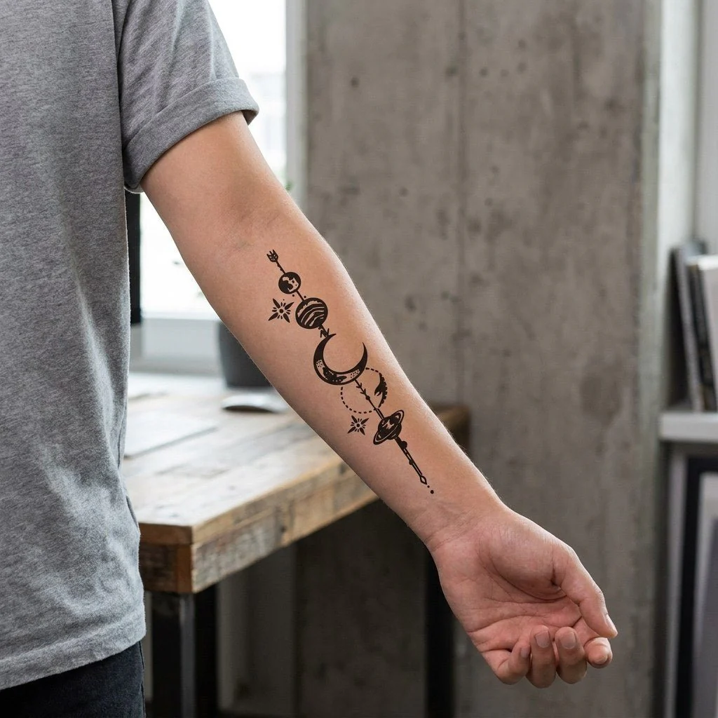 2 Solar System Column Tattoos