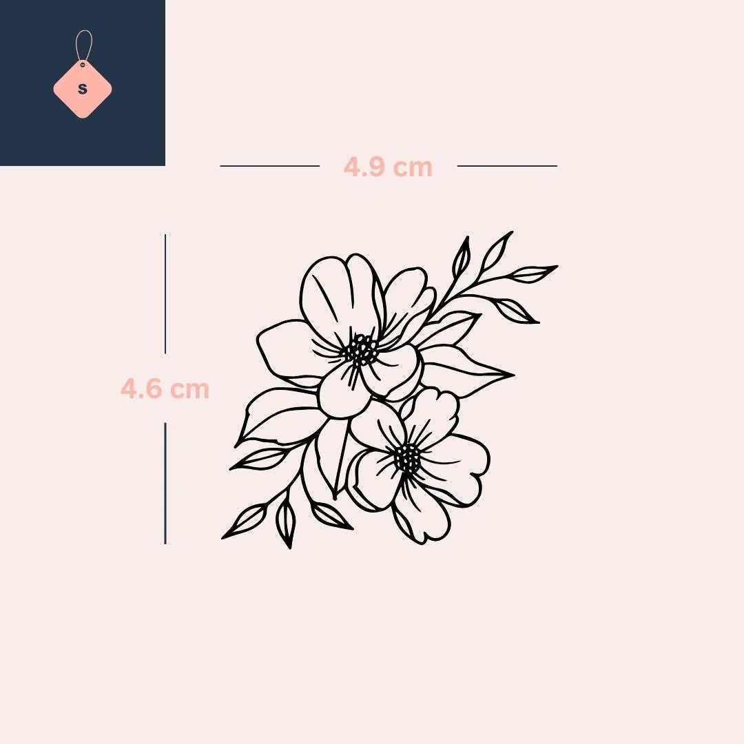 Two Flowers & Foliage Temporary Tattoo - Image 4