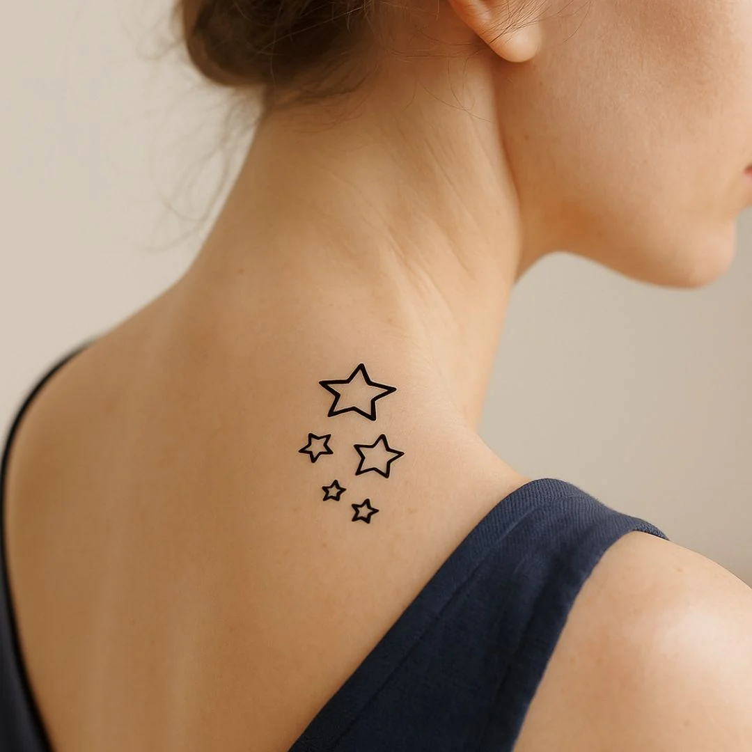 Fine Line Hollow Stars Temporary Tattoo