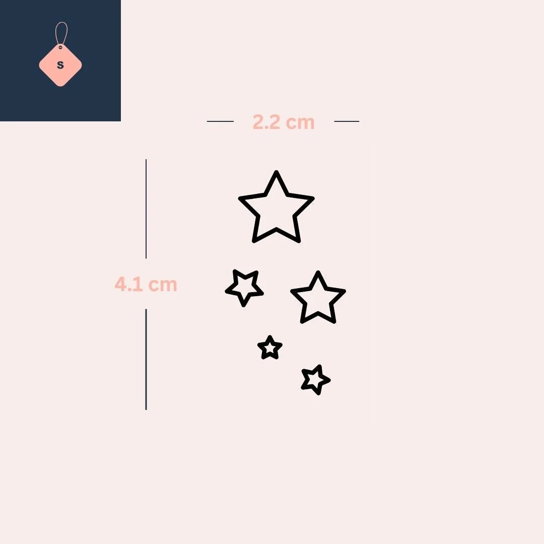 Fine Line Hollow Stars Temporary Tattoo - Image 4