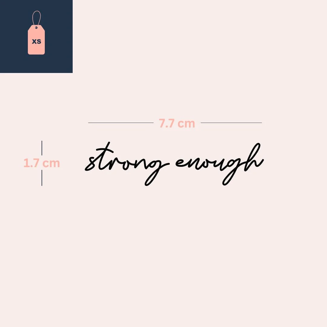 strong enough' temporary tattoo - handwritten script - Image 4