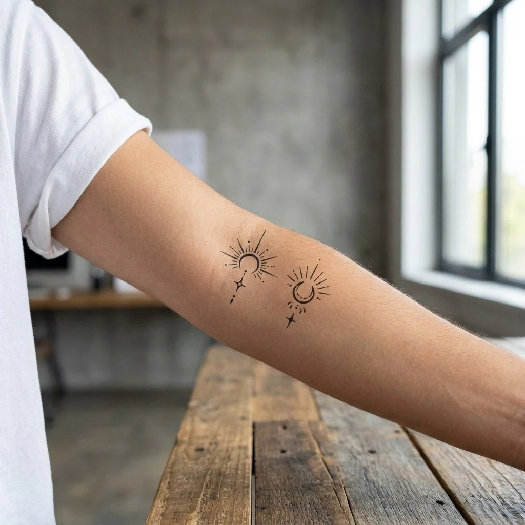 Sun and Moon Celestial Duo Tattoo