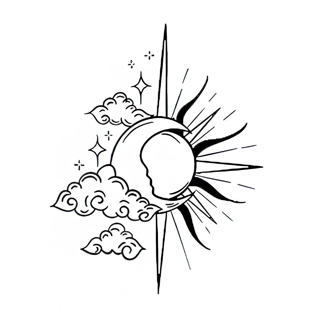 Sun Moon Clouds Tattoo - Image 2