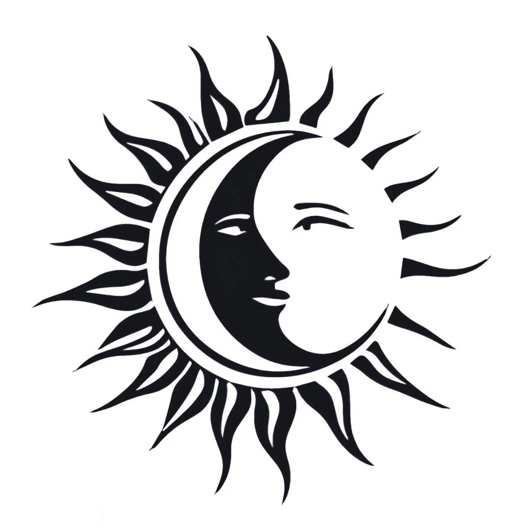 Sun and Moon Face Tattoo - Image 2
