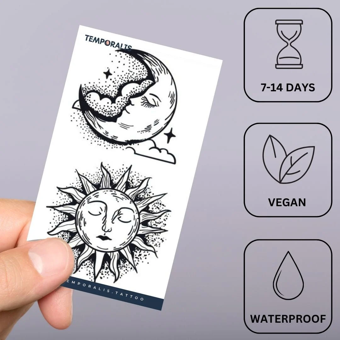 Sun and Moon Face Tattoo - Image 3