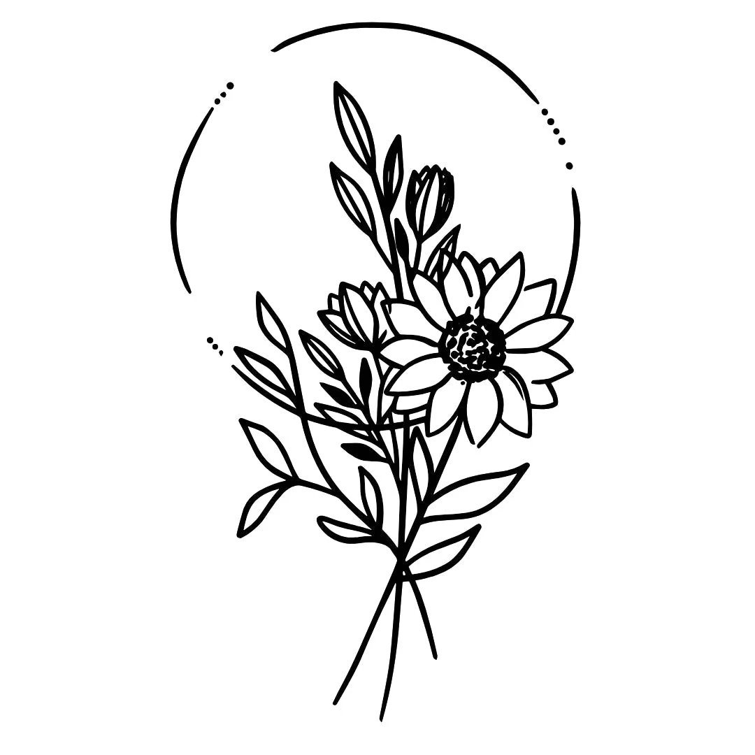 Daisy with circle background temporary tattoo - Image 2