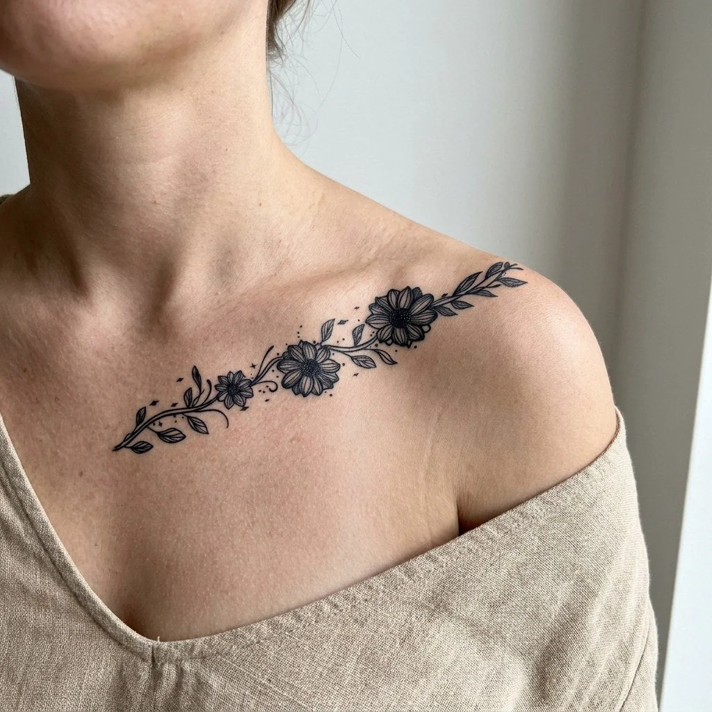 Sunflower Vine Garland Tattoo