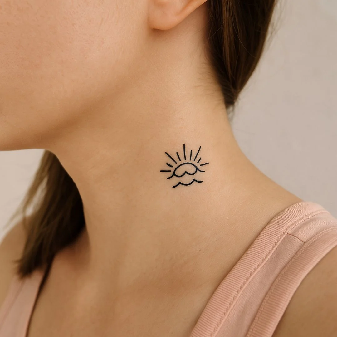 Sunrise over the ocean temporary tattoo