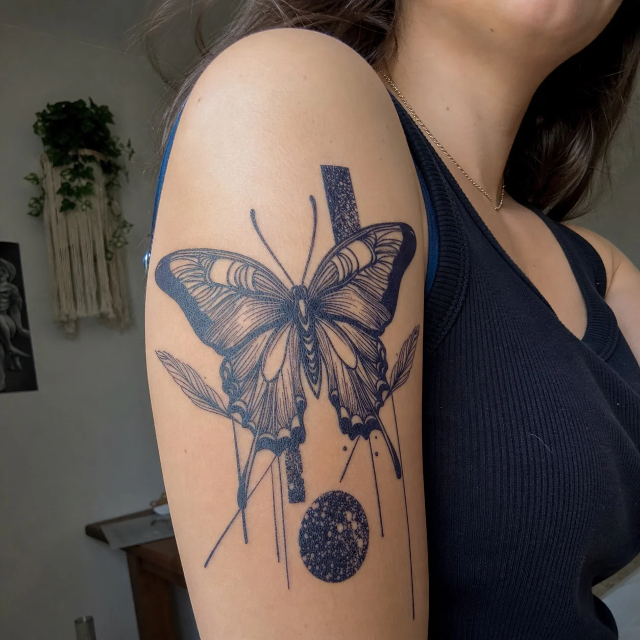 Swallowtail Butterfly & Moon Tattoo