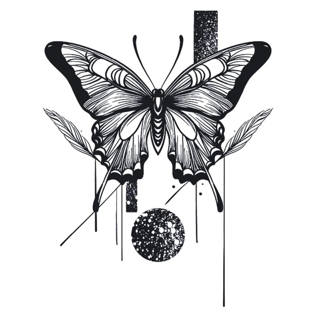 Swallowtail Butterfly & Moon Tattoo - Image 2