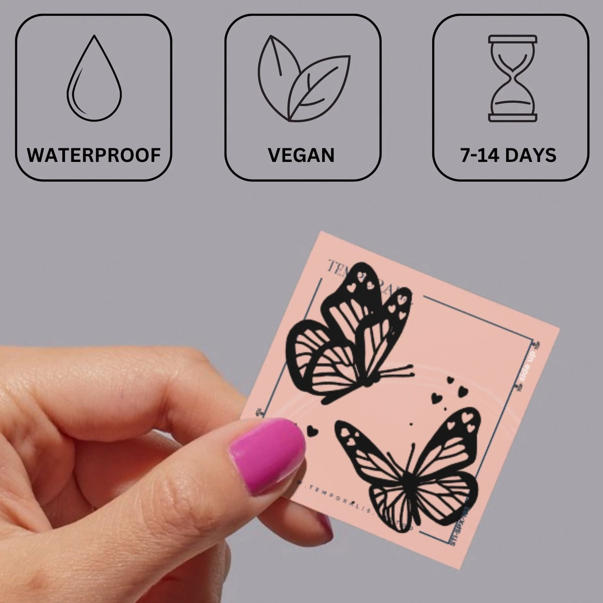 Twin Butterflies & Hearts Temporary Tattoo - Image 3