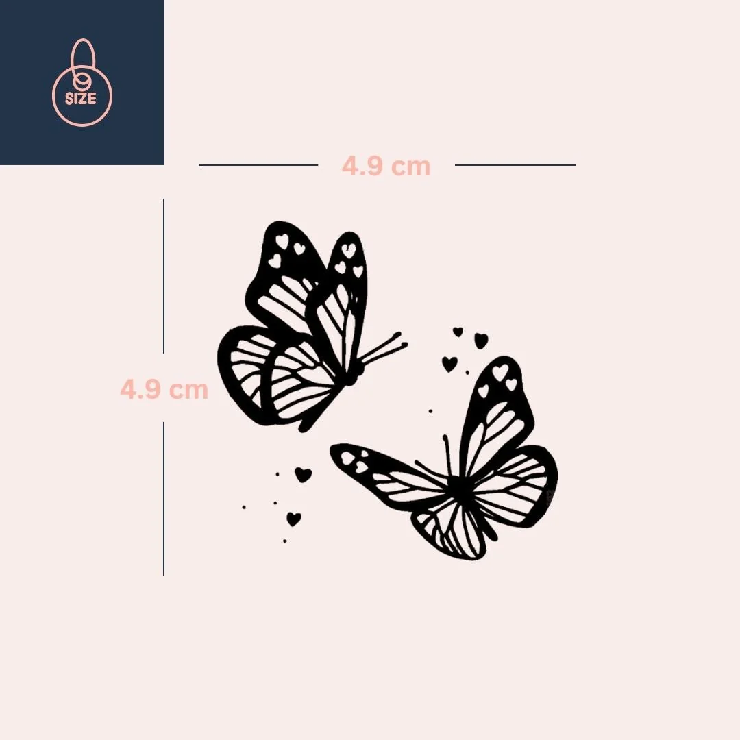 Twin Butterflies & Hearts Temporary Tattoo - Image 4