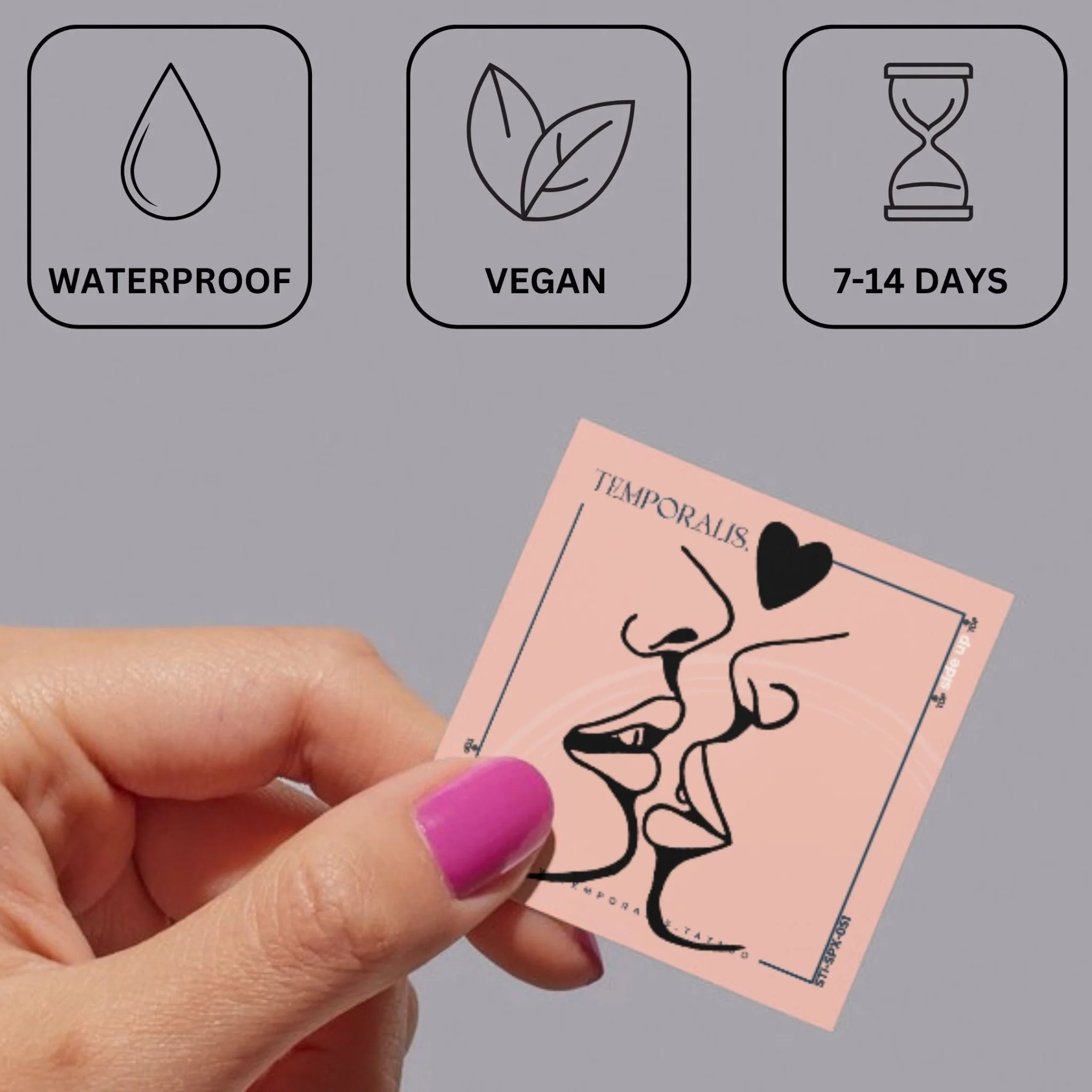Kissing Faces & Heart Temporary Tattoo - Image 3