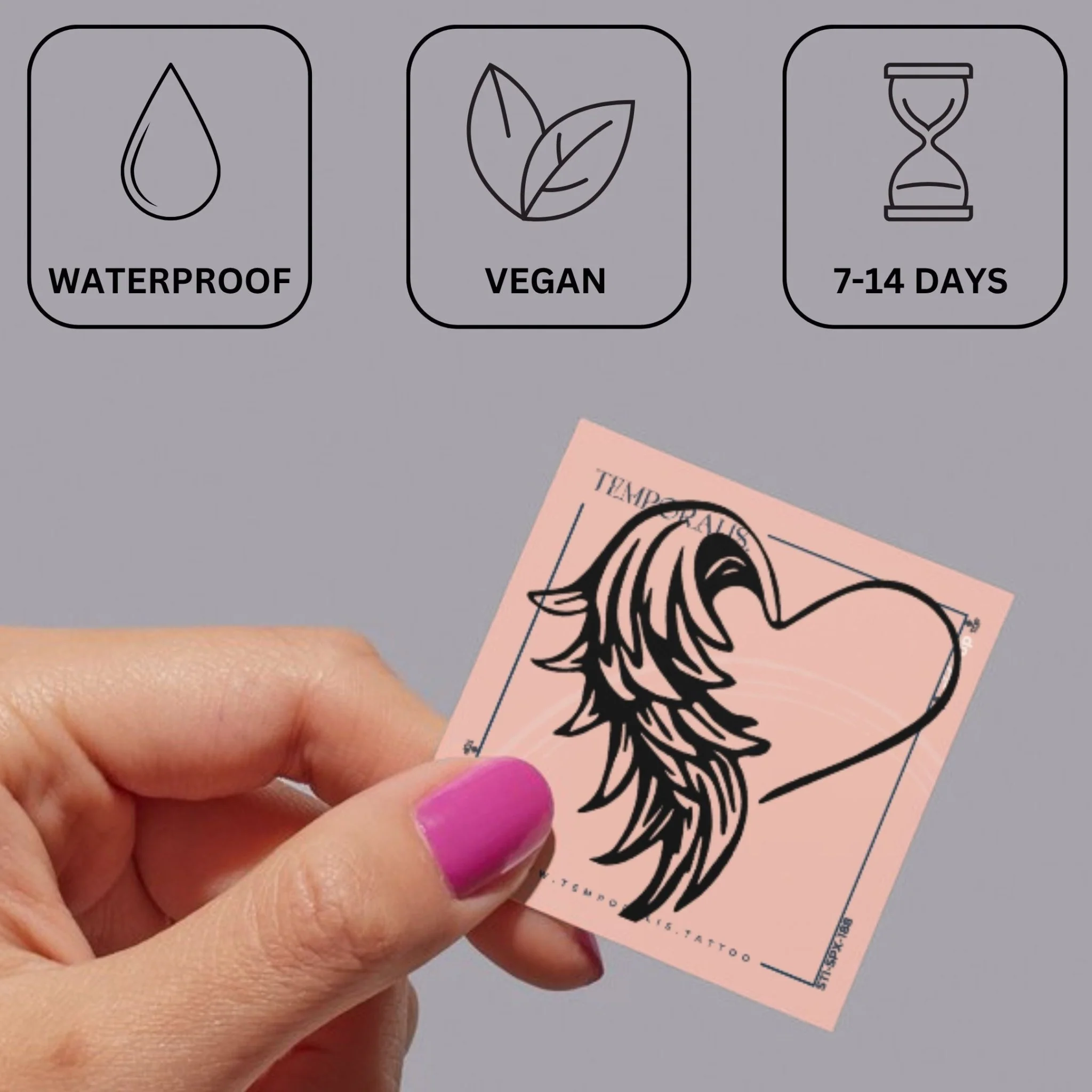 Winged Heart Temporary Tattoo - Image 3