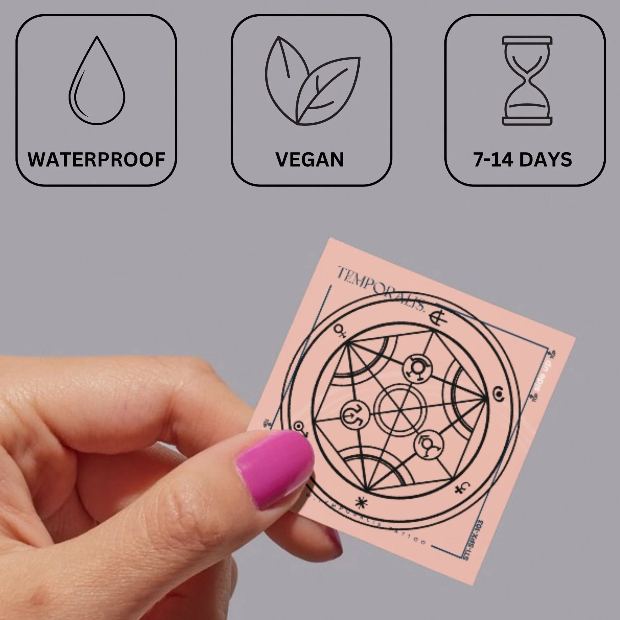 Alchemical circle temporary tattoo with planetary symbols - Image 3