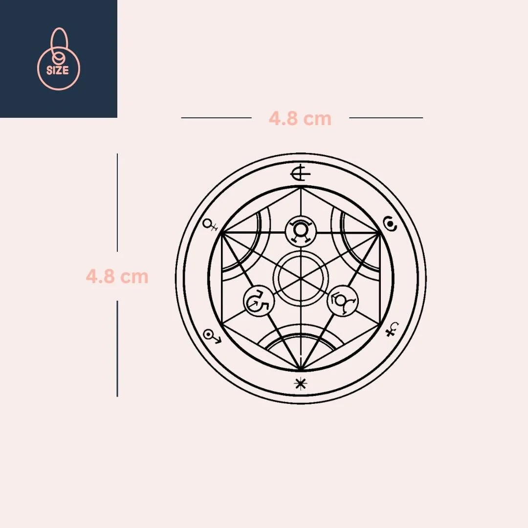 Alchemical circle temporary tattoo with planetary symbols - Image 4