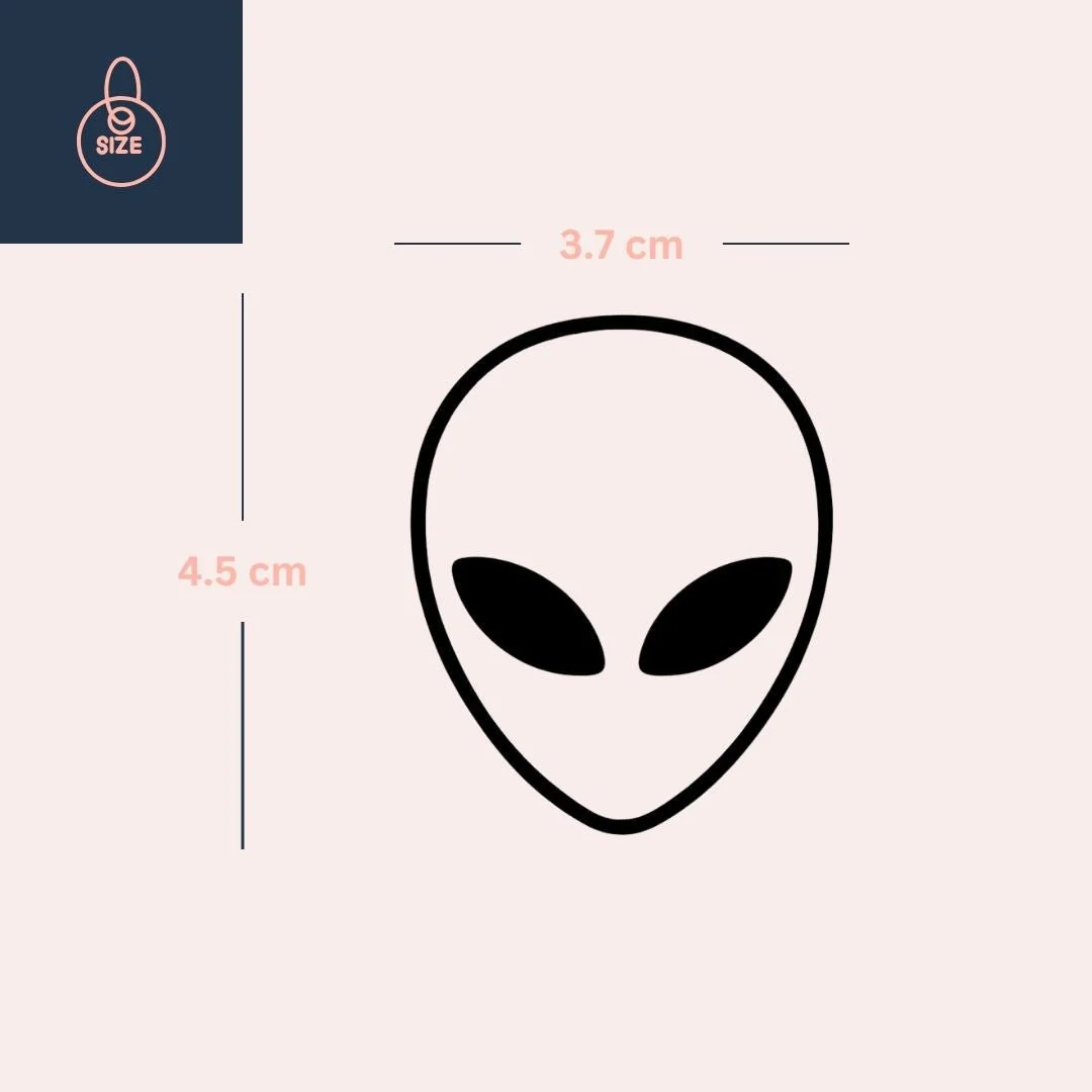 Minimalist alien head temporary tattoo - Image 4