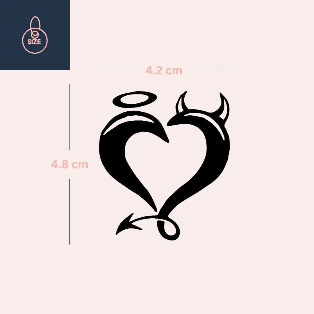 Angel & Devil Heart Temporary Tattoo - Image 4
