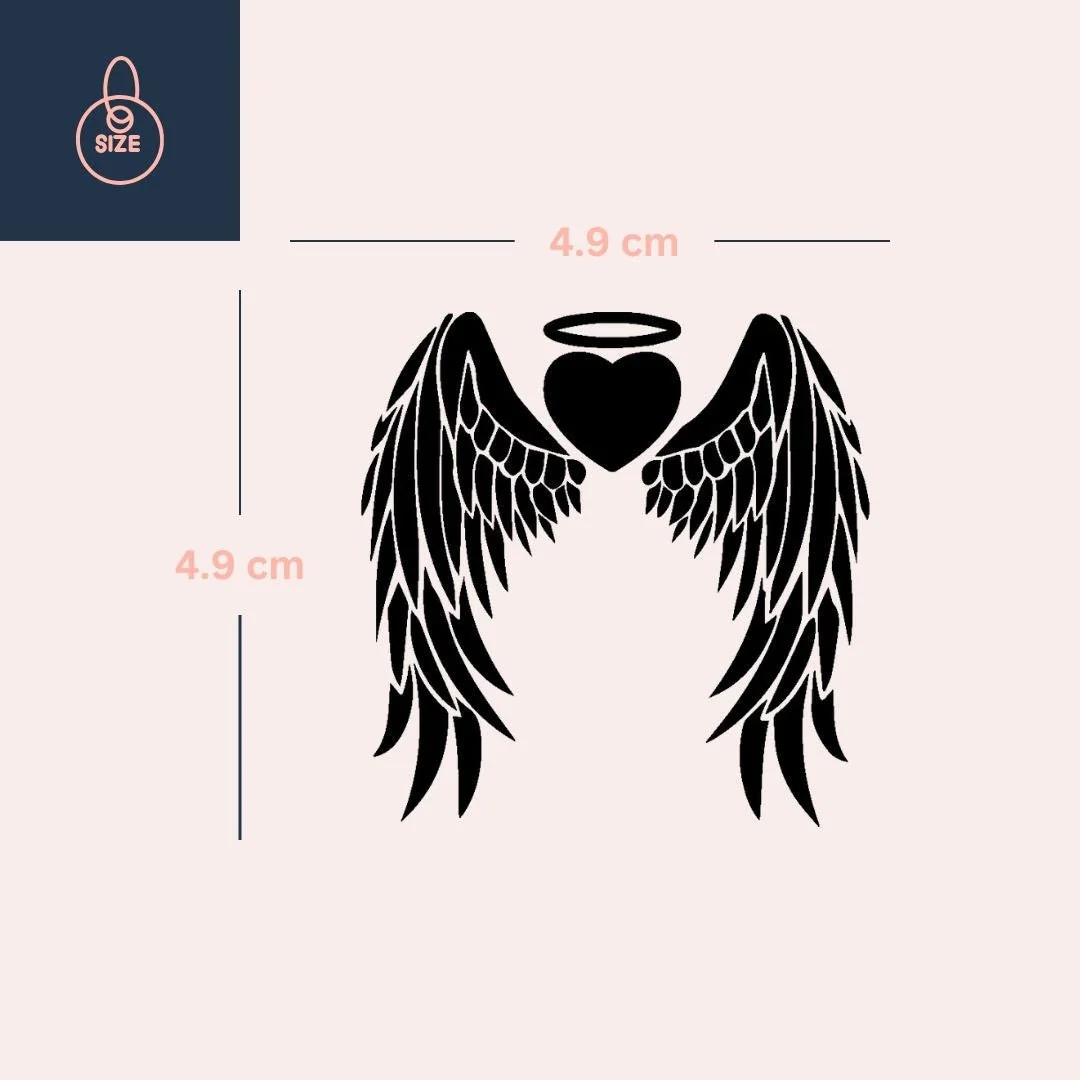 Angel heart temporary tattoo with halo and wings - Image 4