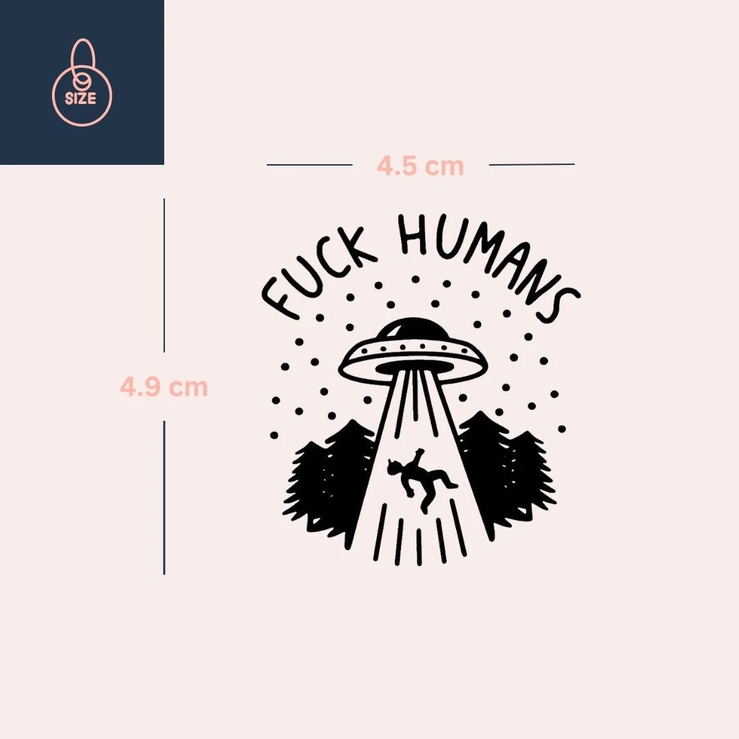 UFO Abduction Temporary Tattoo with Funny Text - Image 4