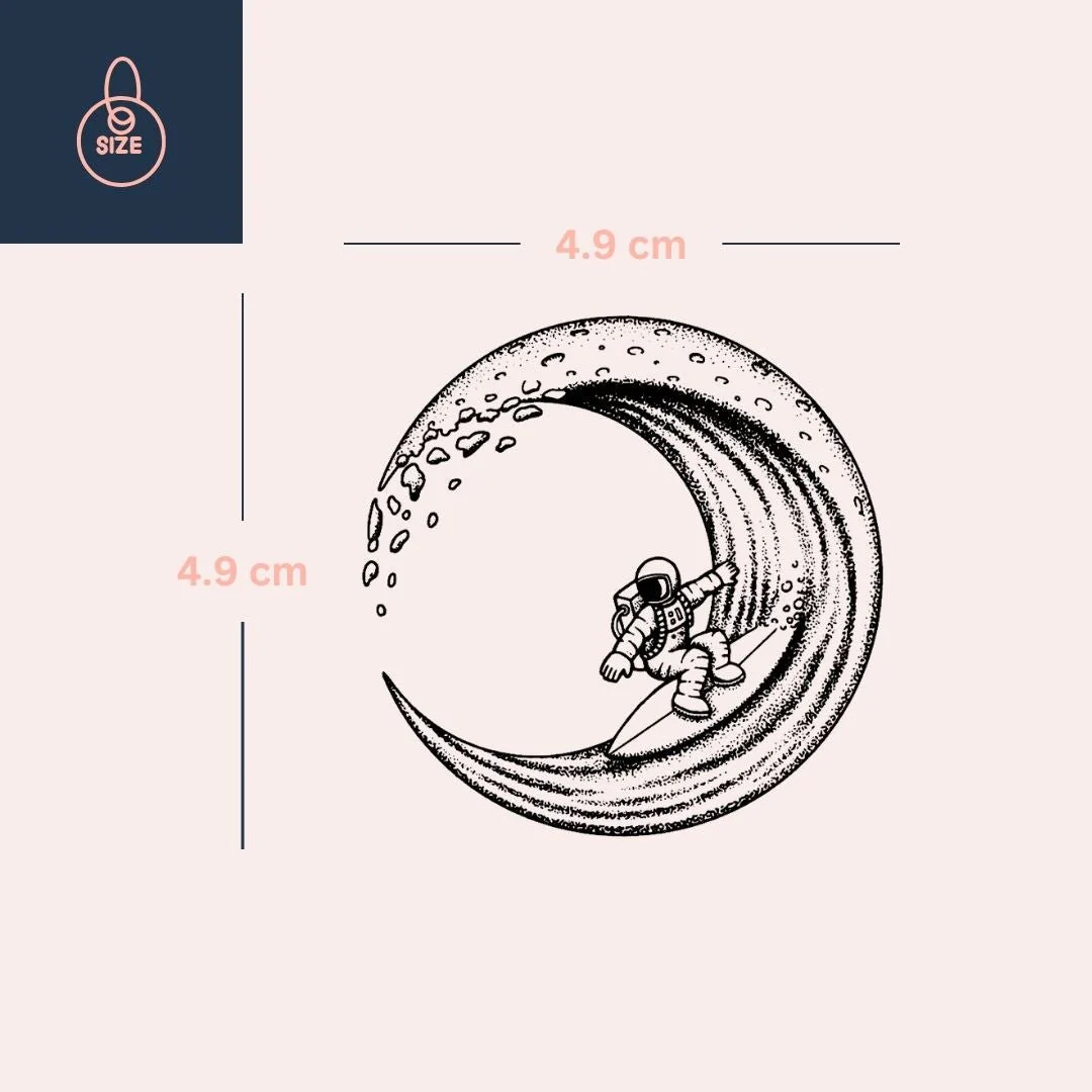 Dotwork Astronaut Surfer Temporary Tattoo - Image 4