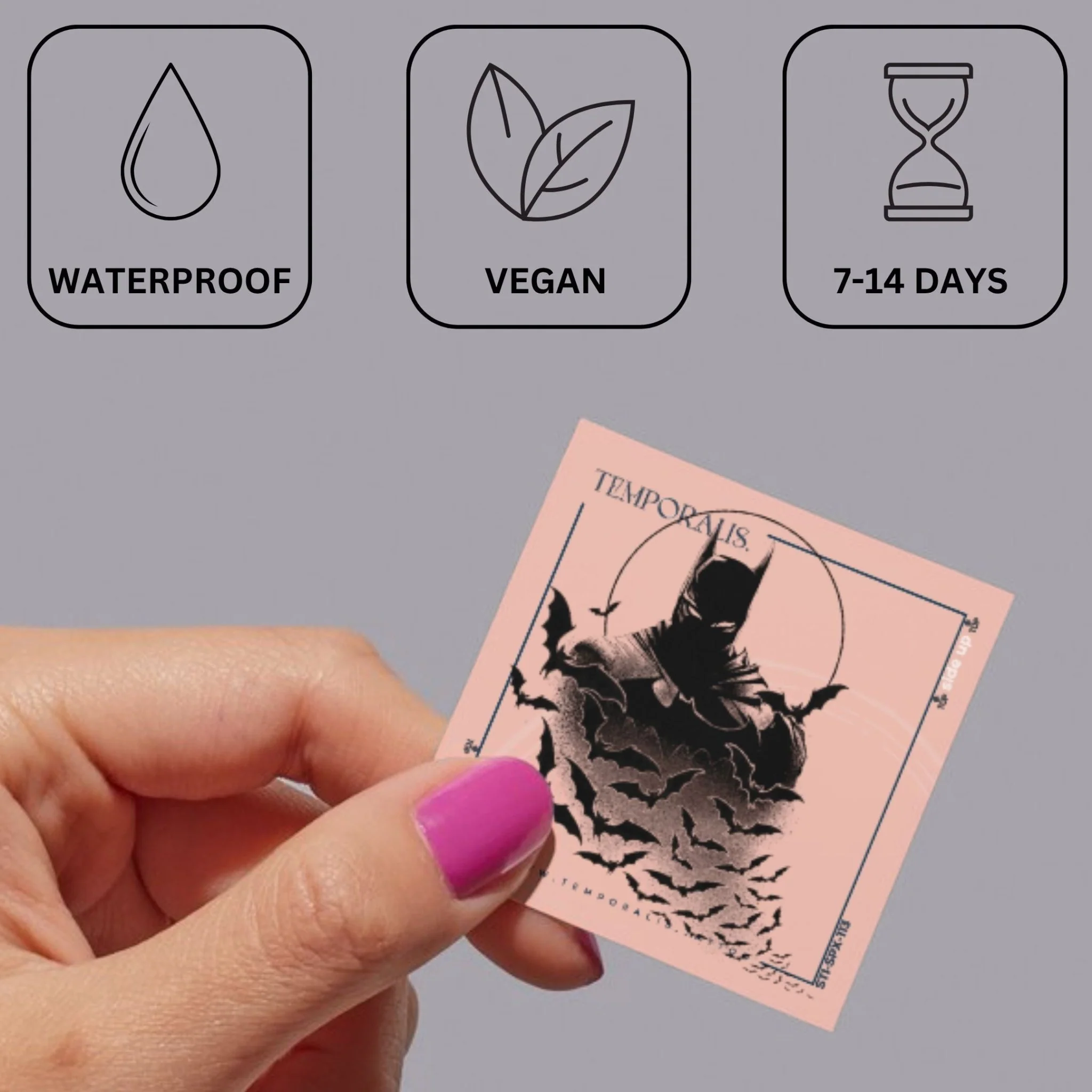 Batman with bats temporary tattoo - Image 3