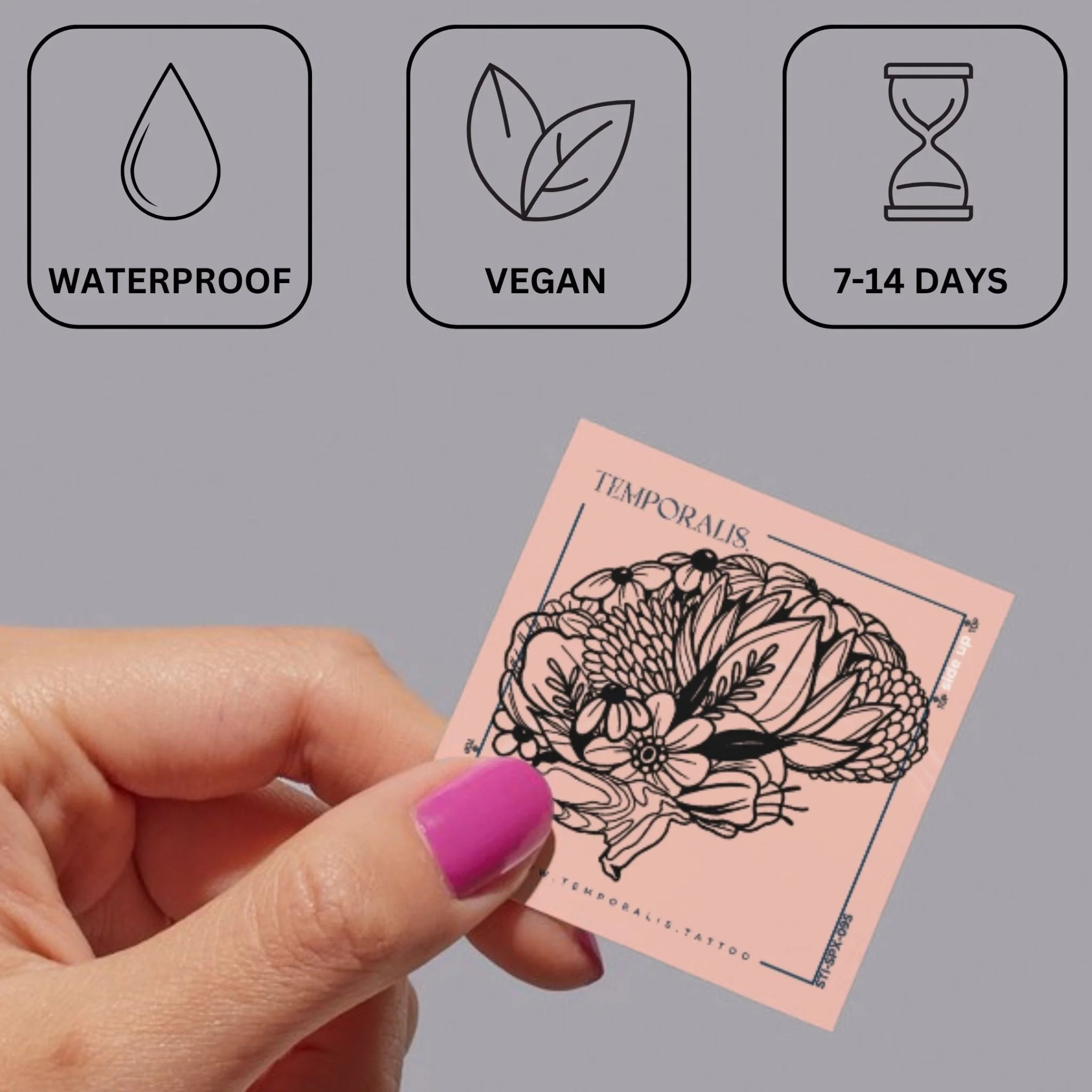 Floral Brain Temporary Tattoo - Image 3