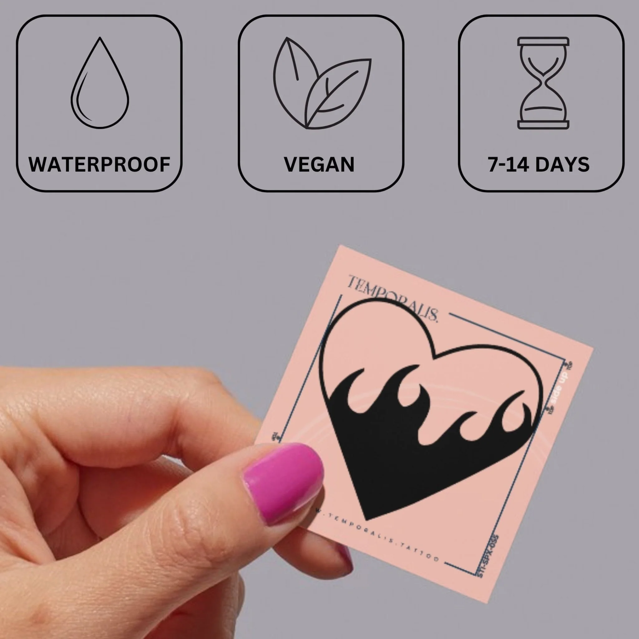 Flaming Heart Temporary Tattoo - Image 3