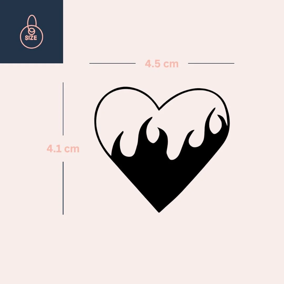 Flaming Heart Temporary Tattoo - Image 4