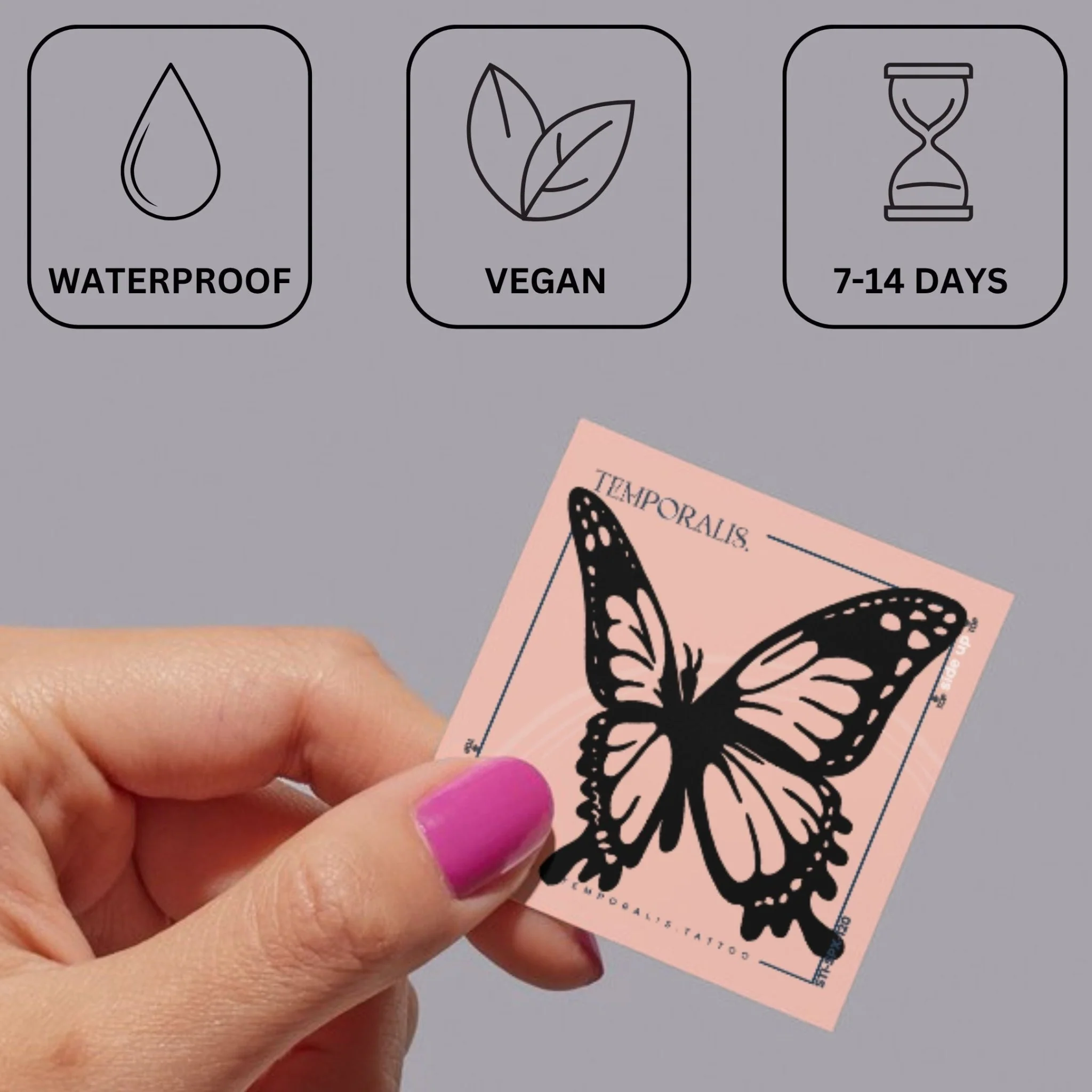 Minimalist butterfly silhouette temporary tattoo - Image 3