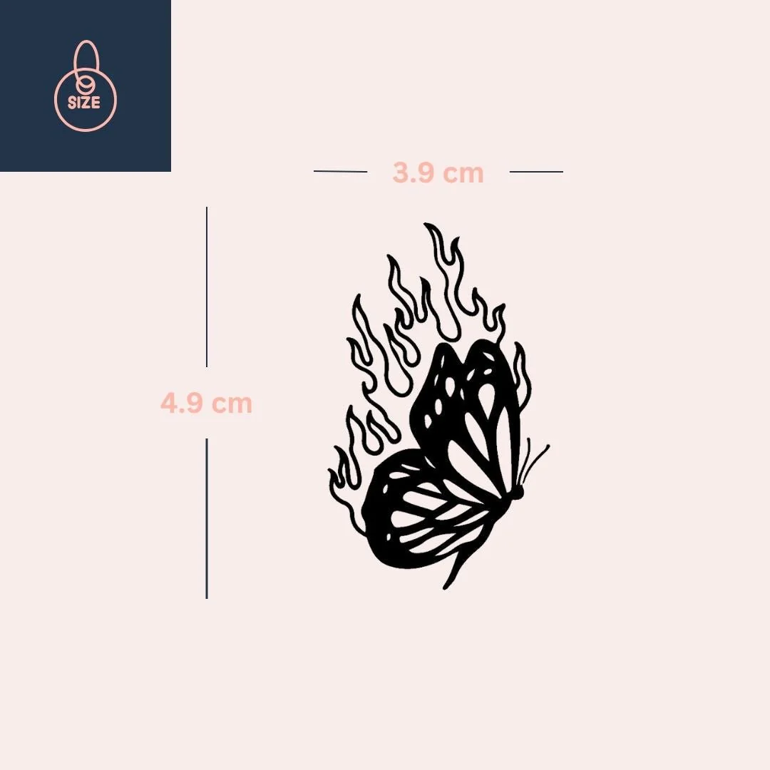 Flaming Butterfly Temporary Tattoo - Image 4