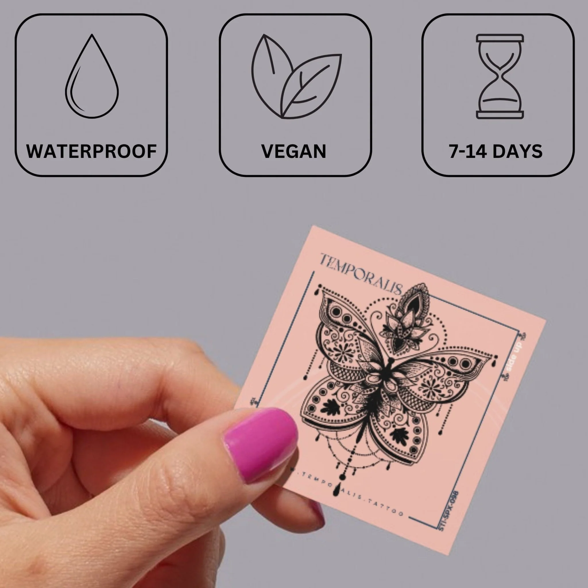 Butterfly Mandala & Lotus Temporary Tattoo - Image 3