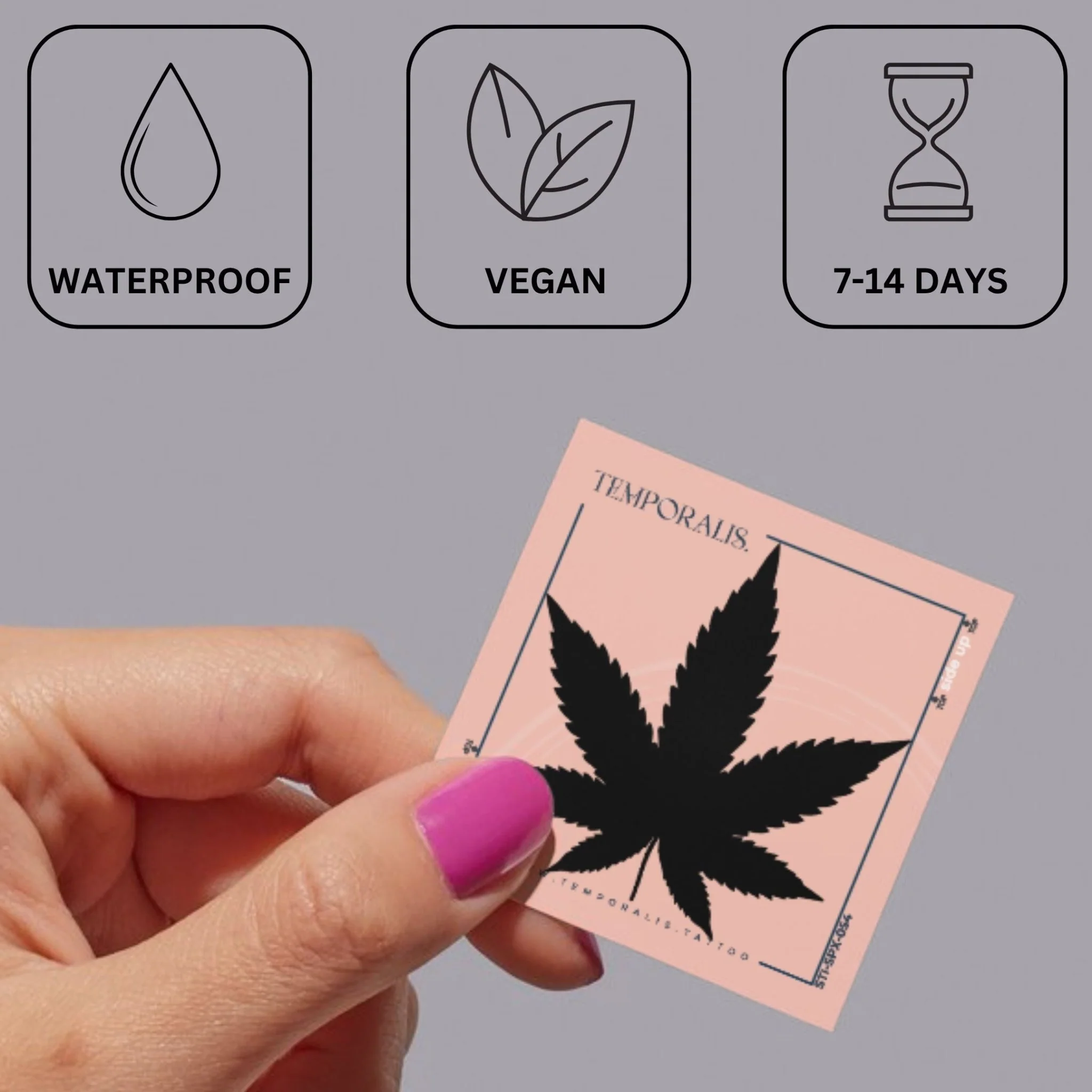 Cannabis Leaf Silhouette Temporary Tattoo - Image 3