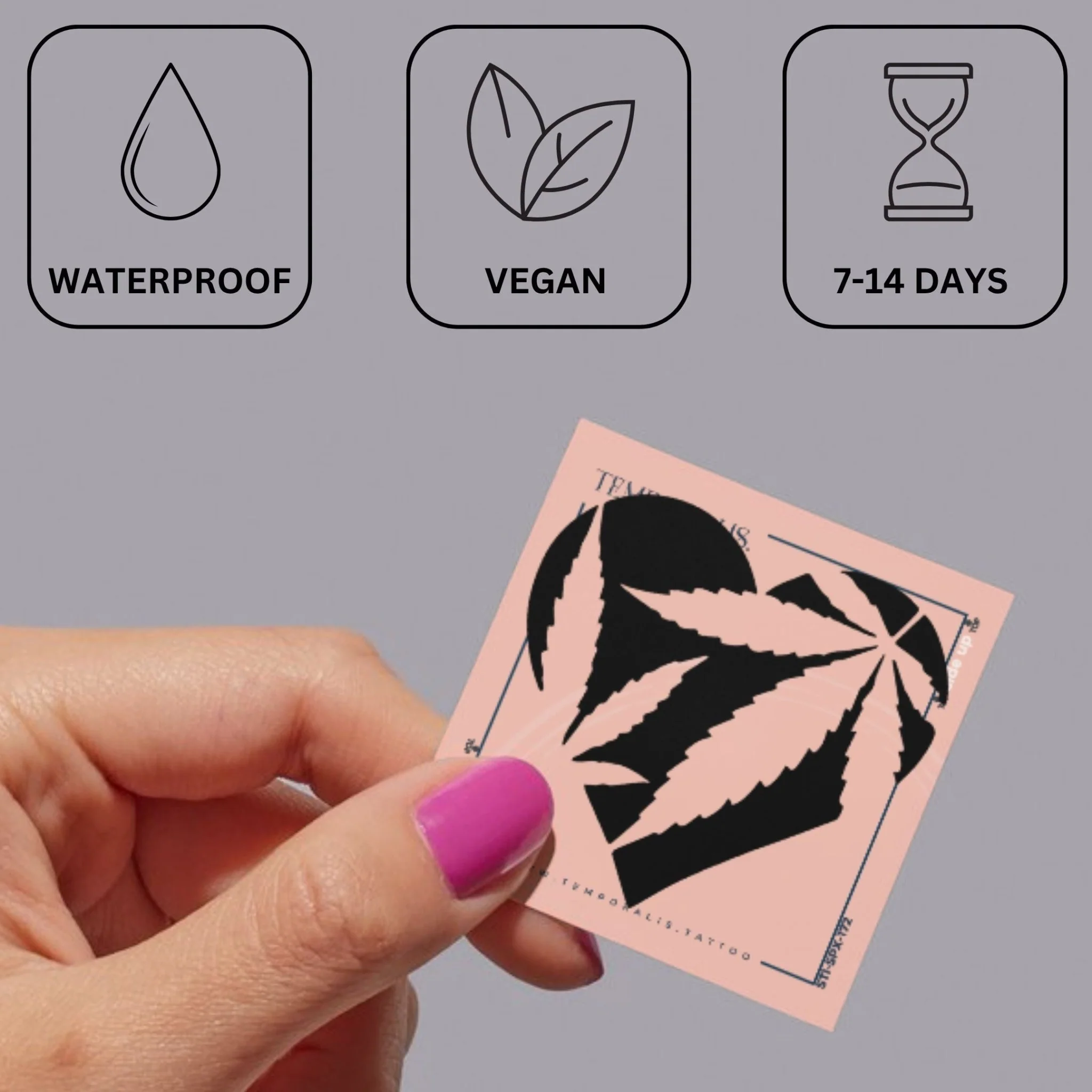 Cannabis Leaf Heart Temporary Tattoo - Image 3