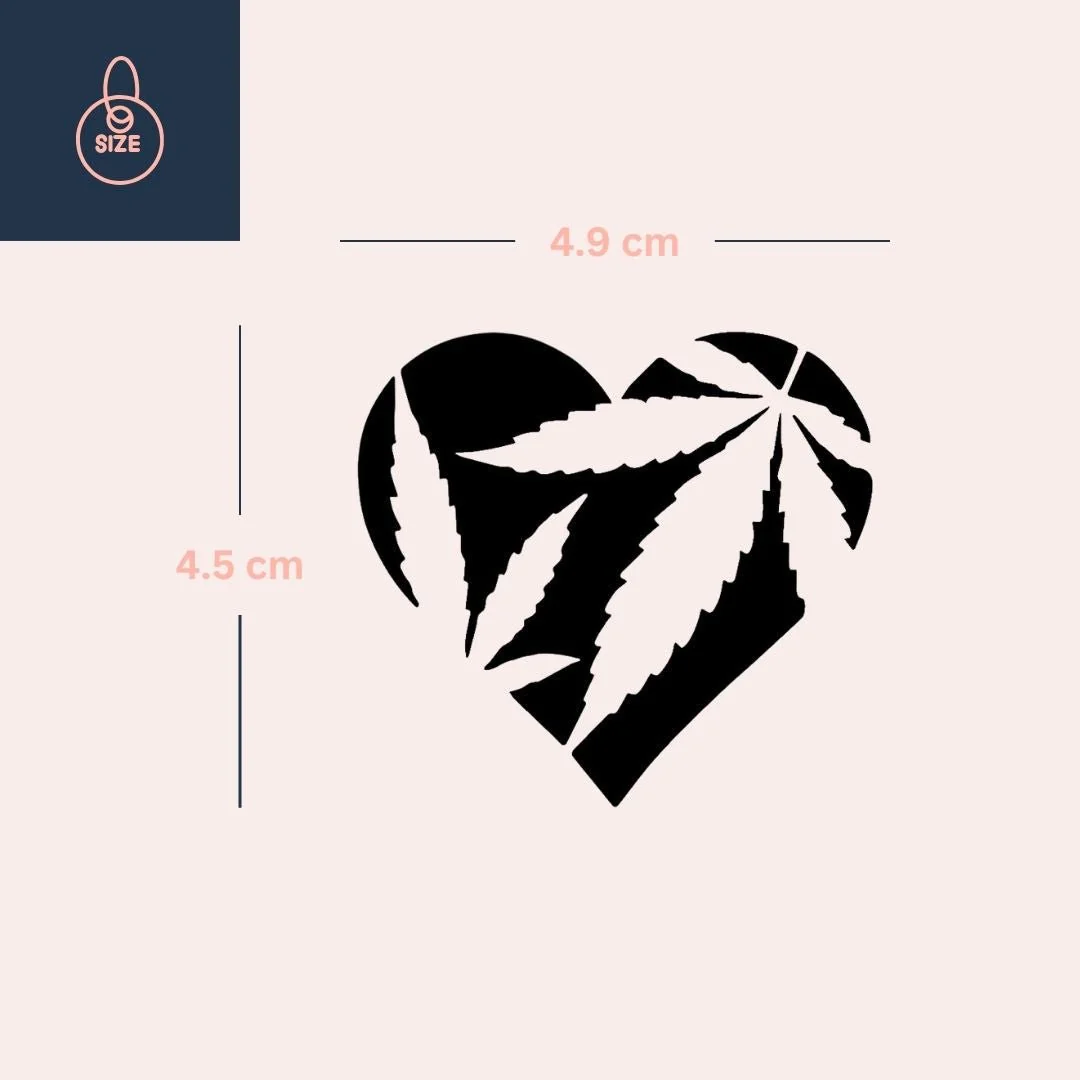 Cannabis Leaf Heart Temporary Tattoo - Image 4