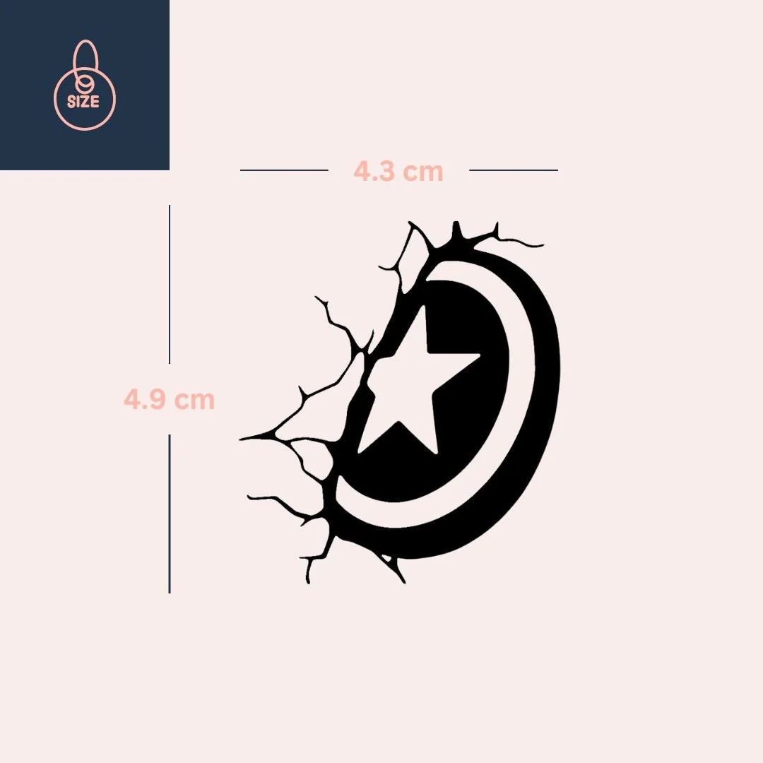 Cracked star shield temporary tattoo - Image 4